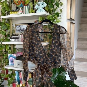 Zara sheer tie blouse